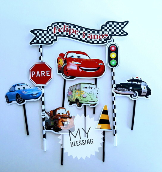 Topo de Bolo Personalizado Carros