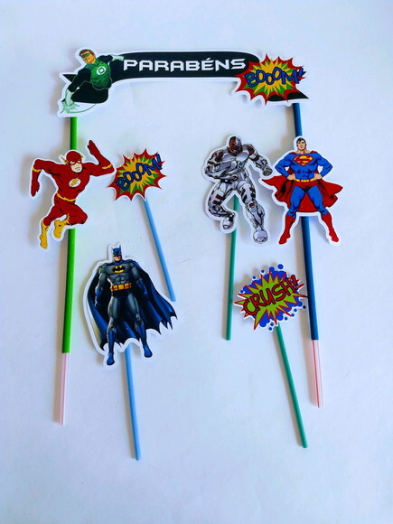 Topo de Bolo Personalizado Liga da Justiça