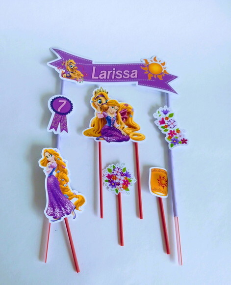 Topo de Bolo Personalizado Rapunzel