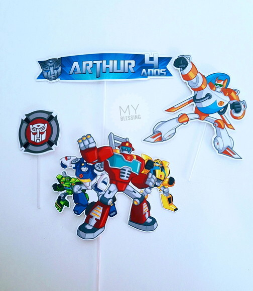 Topo de Bolo Personalizado Transformes