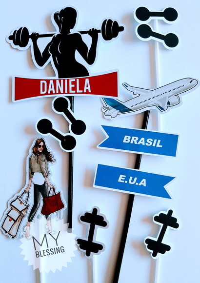 Topo de Bolo Personalizado Viagem