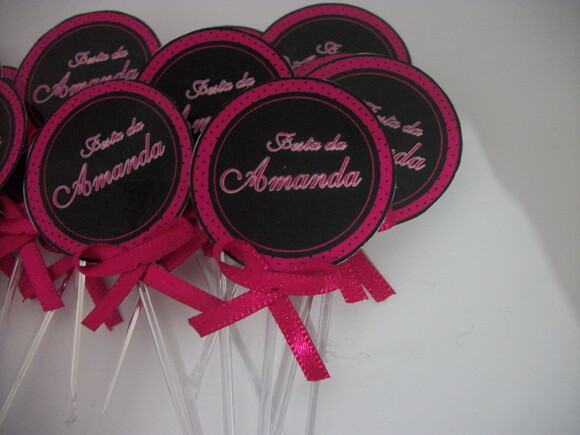 Toppers Personalizados Pink e preto