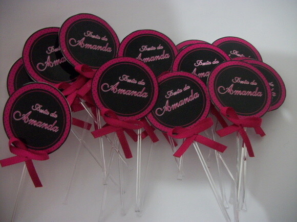 Toppers Personalizados Pink e preto