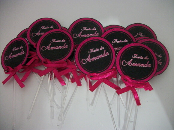 Toppers Personalizados Pink e preto
