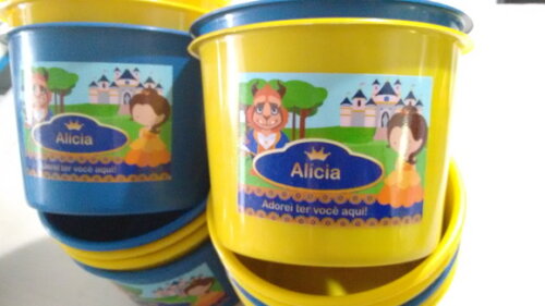 Balde de Pipoca Personalizado a Bela e a Fera Baby