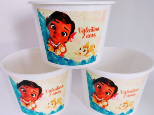 Balde de Pipoca Personalizado Moana Baby