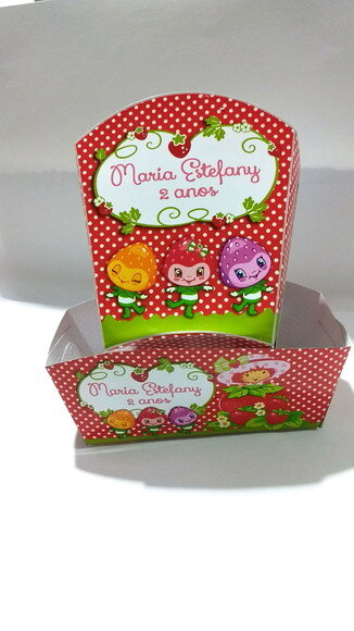 Caixa Batata e Mini Dog Personalizada Moranguinho