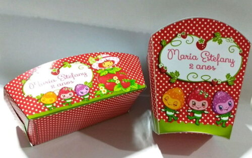 Caixa Batata e Mini Dog Personalizada Moranguinho