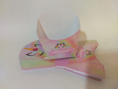 Caixa de Batata Personalizada Unicornio