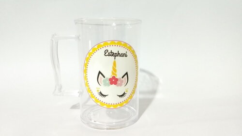 Caneca acrilica personalizada unicornio,