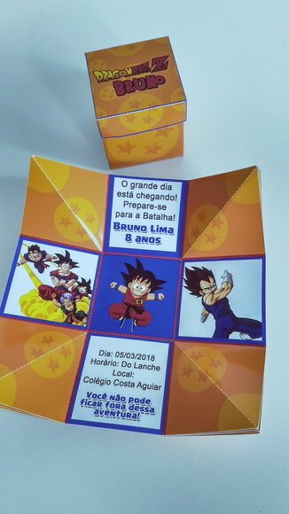 Convite caixinha dragon ball