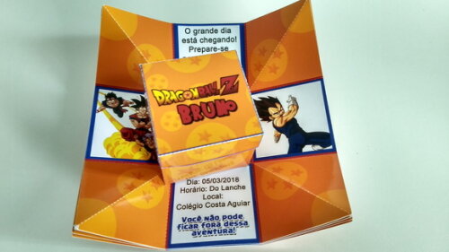 Convite caixinha dragon ball