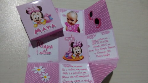 Convite Caixinha Minnie Baby
