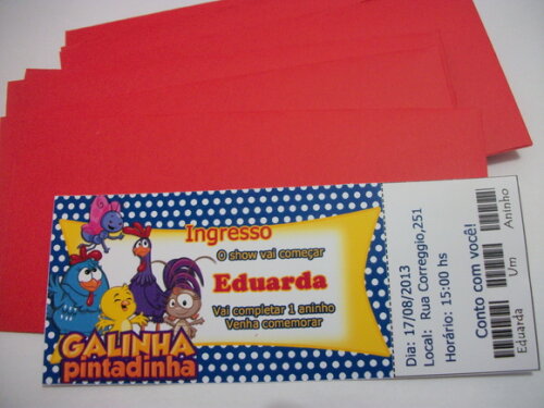 Convite  Ingresso Galinha Pintadinha