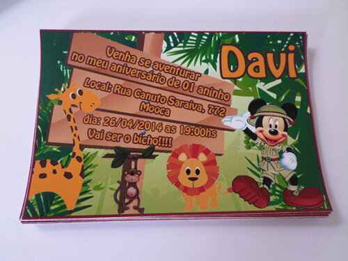 Convite mickey safari
