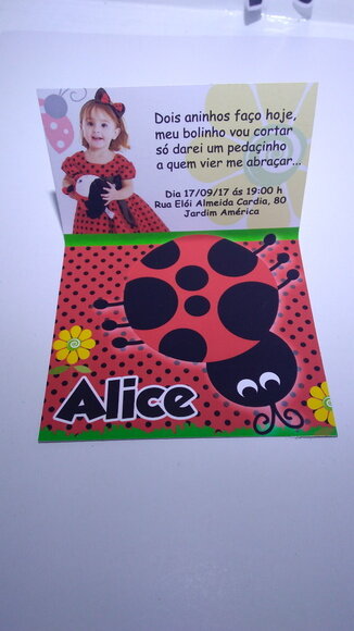Convite personalizado joaninha