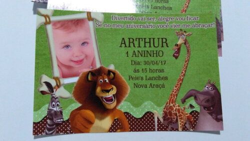 Convites Personalizados Madagascar