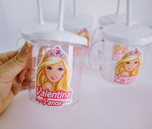 Copo Canudo Personalizado Barbie