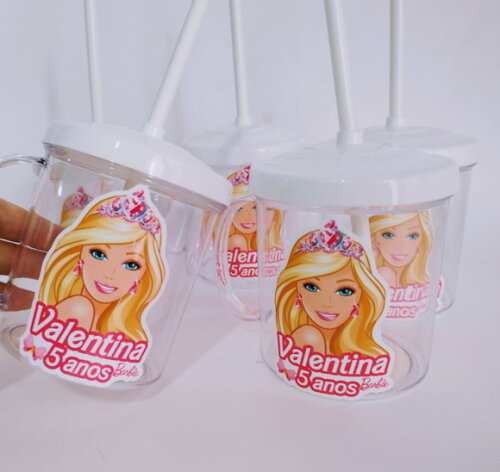 Copo Canudo Personalizado Barbie