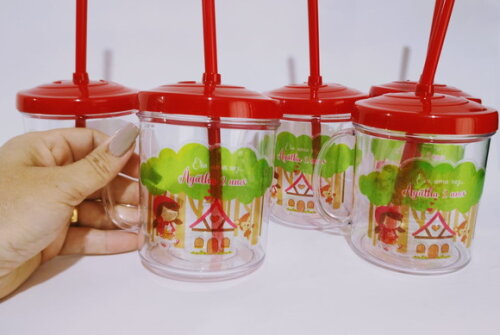 Copo Canudo Personalizado Chapeuzinho Vermelho