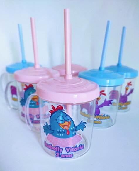 Copo Canudo Personalizado Galinha Pintadinha