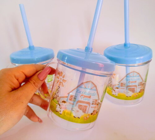 Copo Canudo Personalizado Fazendinha