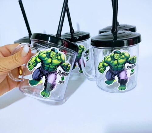 Copo Canudo Personalizado Hulk