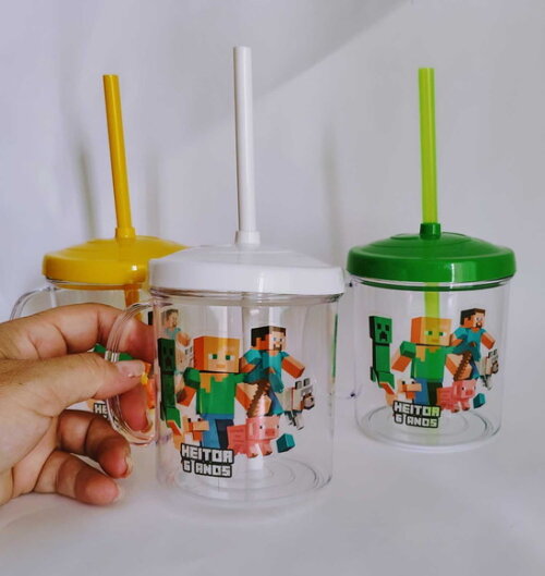 Copo Canudo Personalizado Minecraft