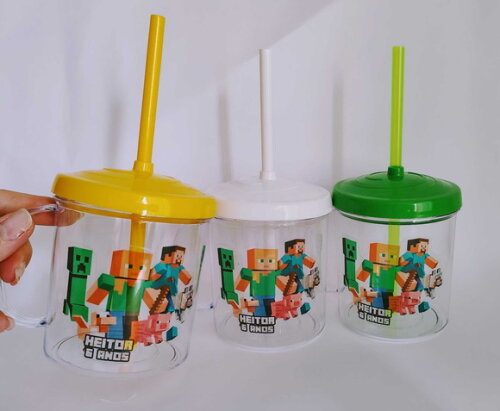 Copo Canudo Personalizado Minecraft