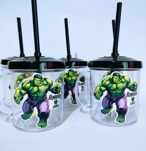 Copo Canudo Personalizado Hulk