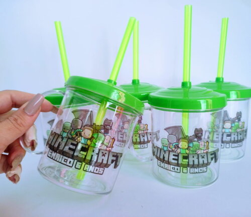 Copo Canudo Personalizado Minecraft