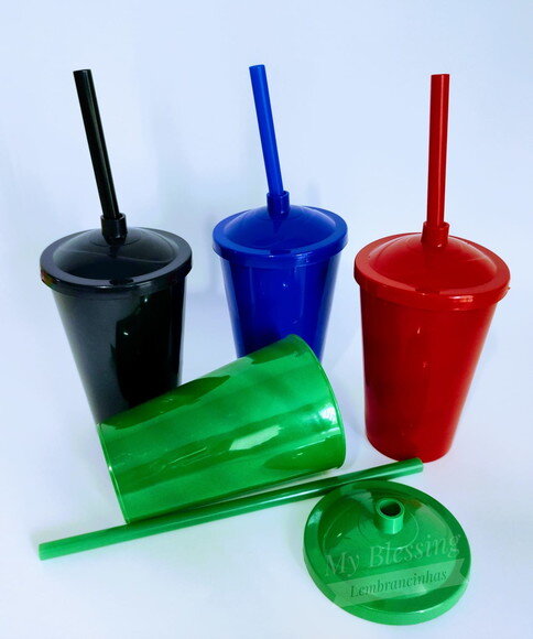 Copos Twister 400ml com Tampa e Canudo