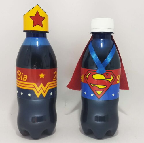 Guaranas Personalizados superman mulher maravilha
