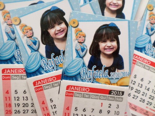 Ímã de geladeira c/ calendário cinderela