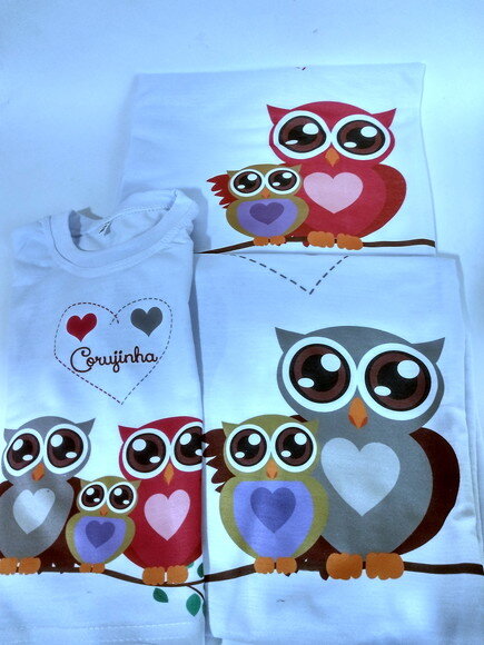 kit 3 Camiseta personalizada coruja