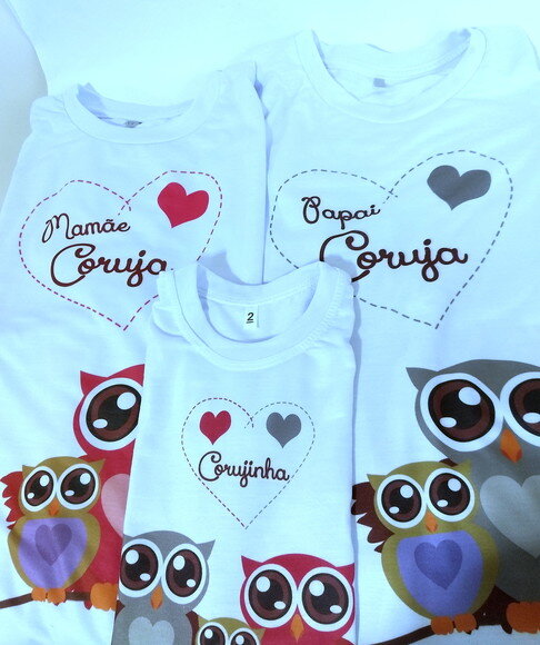 kit 3 Camiseta personalizada coruja