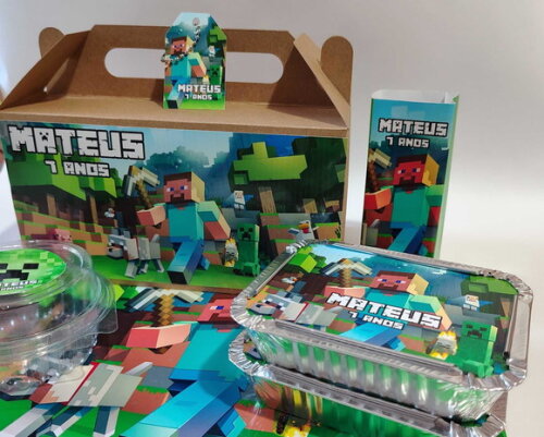 Kit Caixa Festa na Escola Minecraft