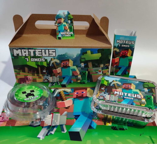 Kit Caixa Festa na Escola Minecraft