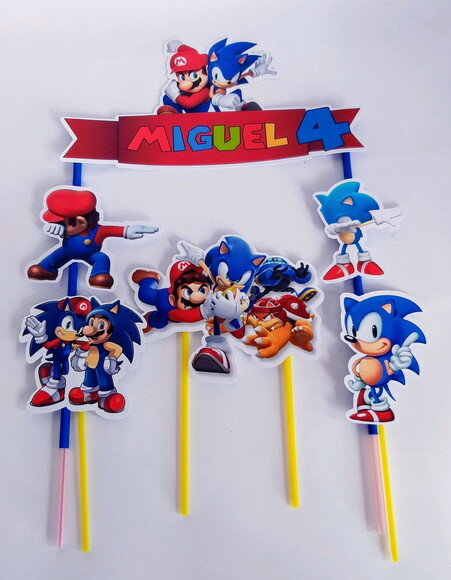 Topo de Bolo Mario x Sonic