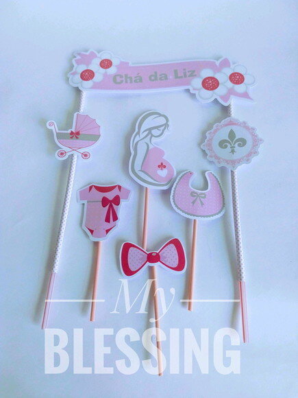 Topo de Bolo Personalizado Cha de Bebe