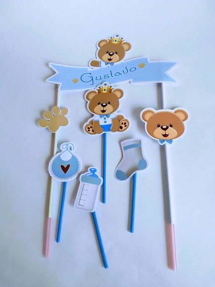 Topo de Bolo Personalizado Cha de Bebe