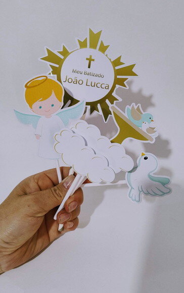 Topo de Bolo Personalizado Batizado