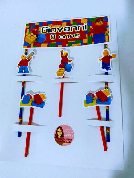 Topo de Bolo Personalizado Lego