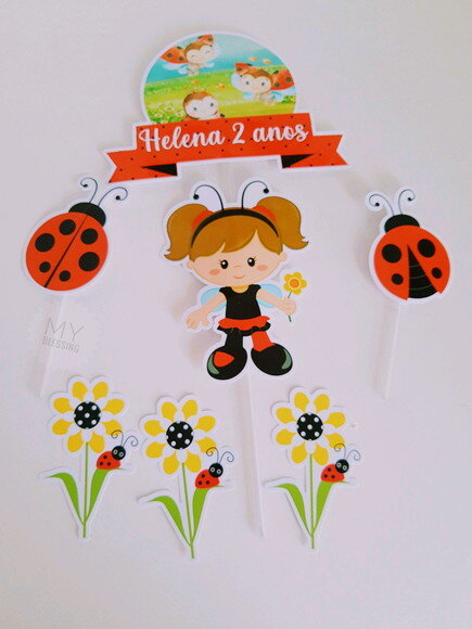Topo de Bolo Personalizado Joaninha
