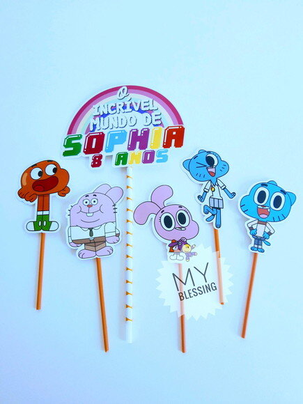 Topo de Bolo Personalizado Gumbal
