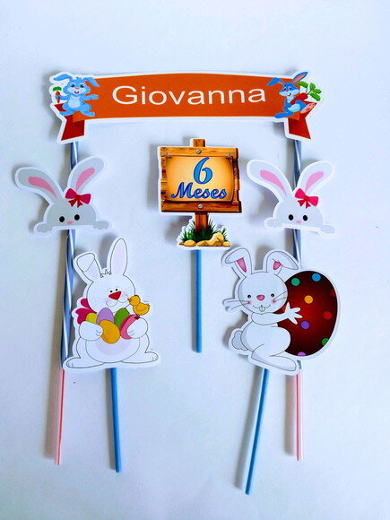 Topo de Bolo Personalizado Pascoa