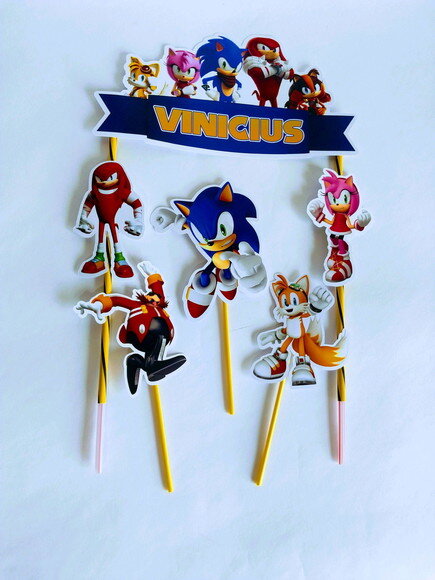 Topo de Bolo Personalizado Sonic