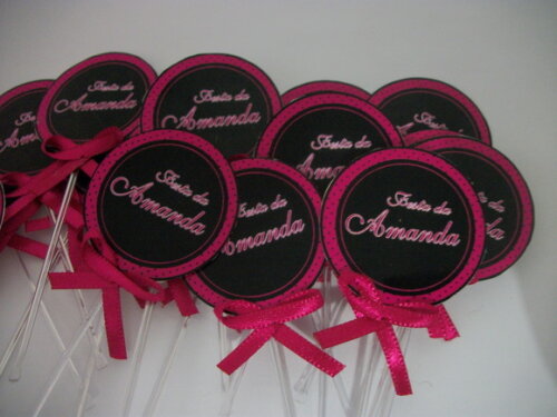 Toppers Personalizados Pink e preto