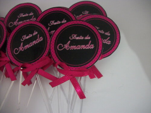 Toppers Personalizados Pink e preto