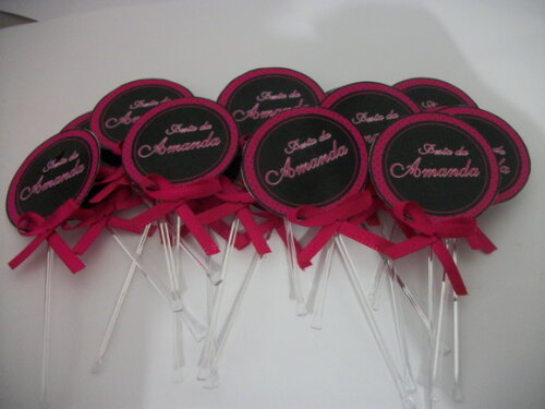 Toppers Personalizados Pink e preto